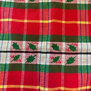 Festive Red and Green Plaid Fabric 46 x 50 100% Cotton Preloved